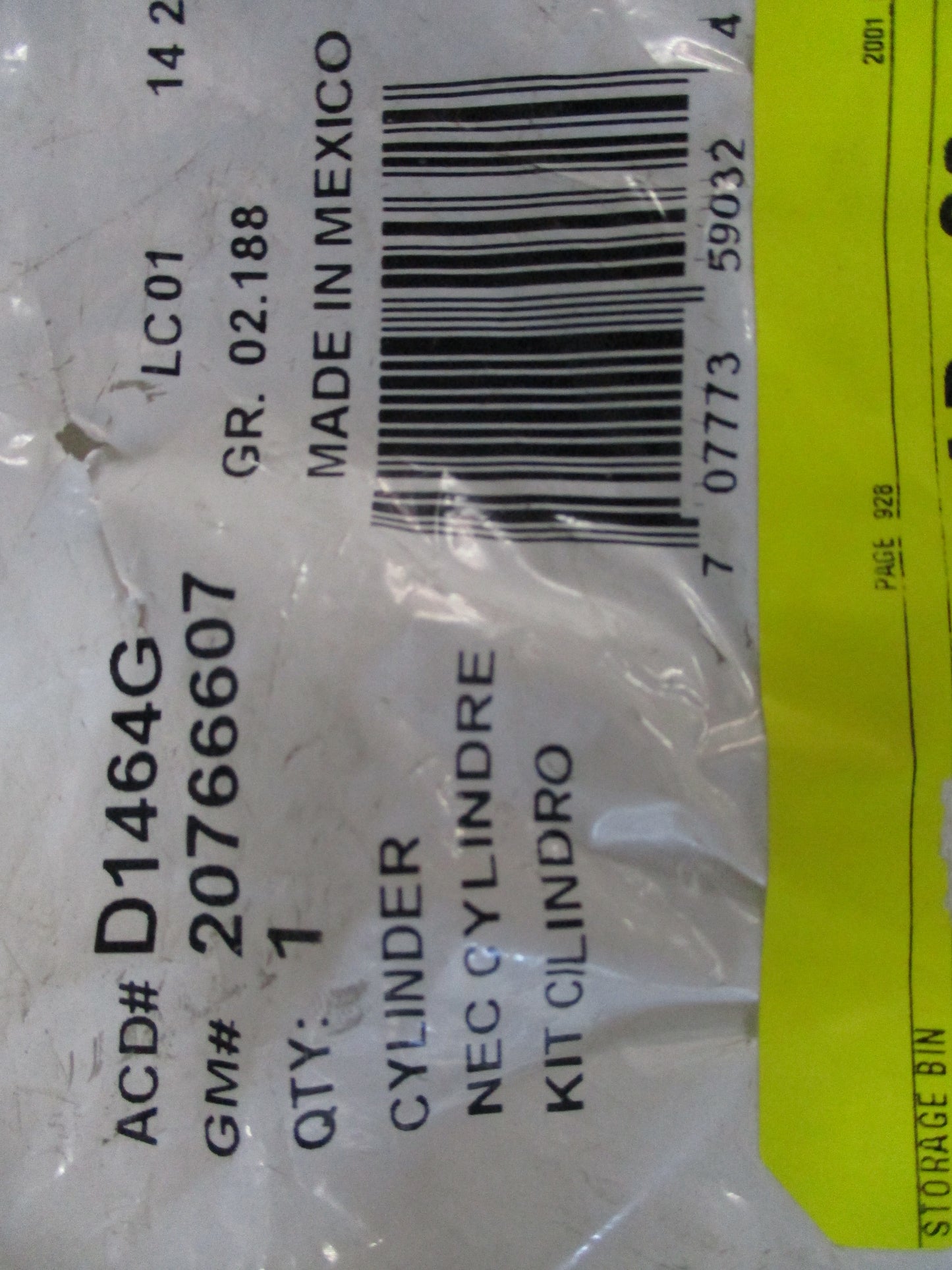AcDelco Holden Colorado / Cruze / Spark / Trax Genuine Ignition Lock Cylinder New Part