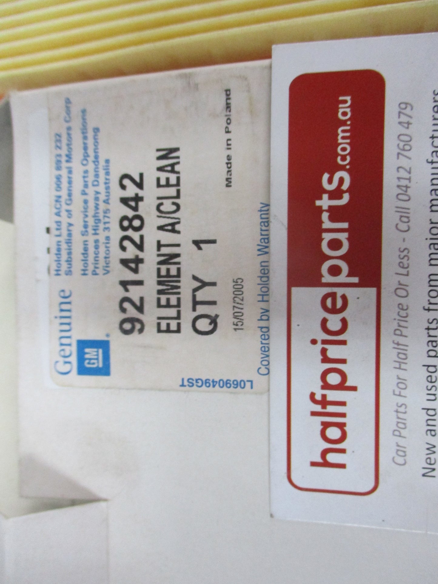 Holden Astra TR Genuine Engine Air Filter New Part