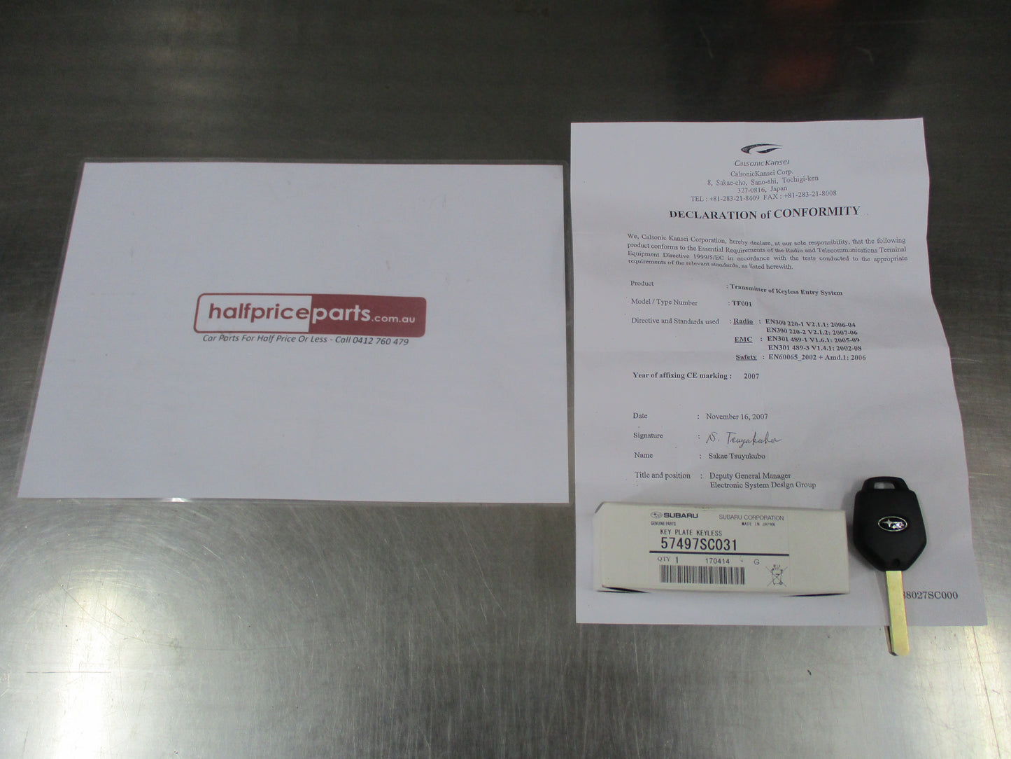 Subaru Forester Genuine 3 Button Key / Transponder New Part