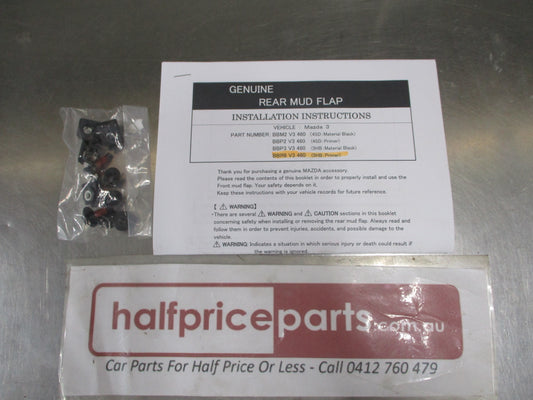 Mazda 3 Genuine Rear Mud Flap Set (In Primer) With Instructions Kit New Part