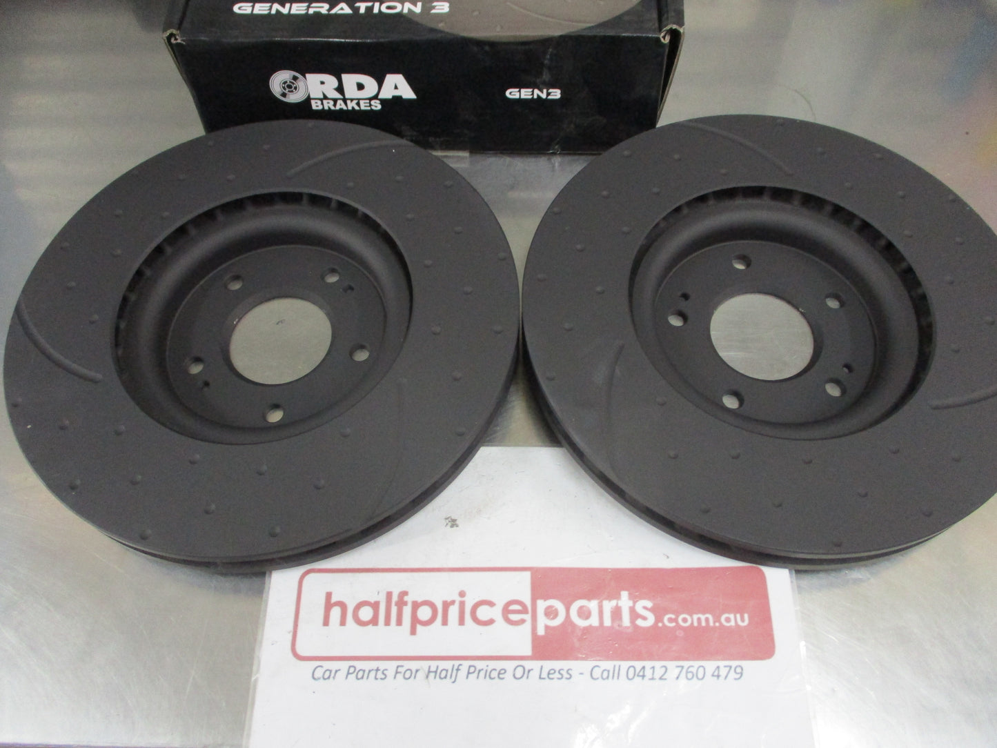 RDA Front Disc Brake Rotors (Pair) Slotted-Dimpled Suits Mitsubishi EVO V-IX New Part