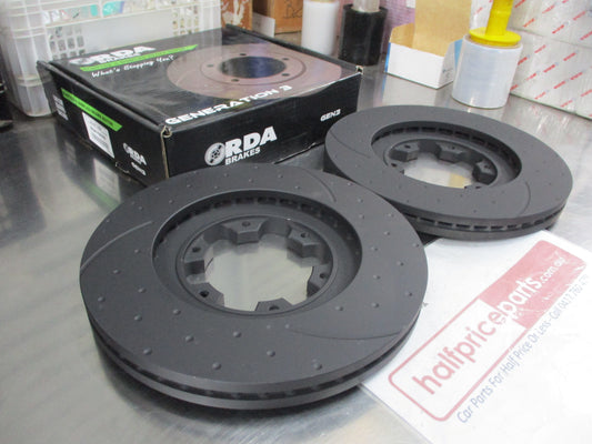 RDA Front Disc Brake Rotors (Pair) Slotted-Dimpled Suits Nissan Navara D22/Pathfinder New Part