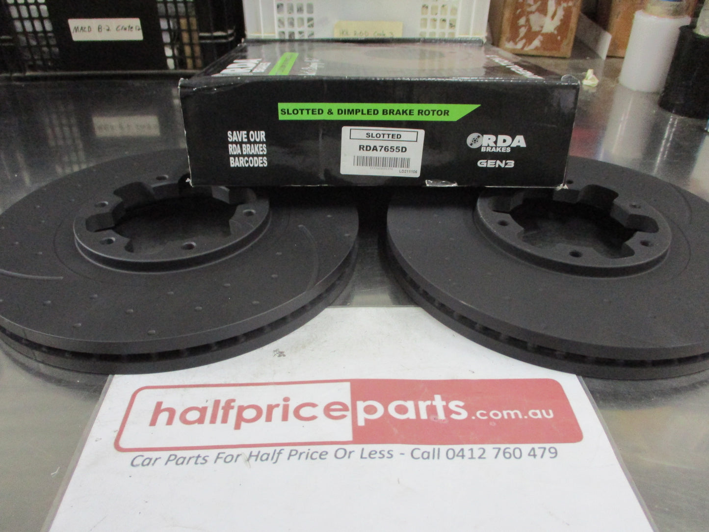 RDA Front Disc Brake Rotors (Pair) Slotted-Dimpled Suits Nissan Navara D22/Pathfinder New Part