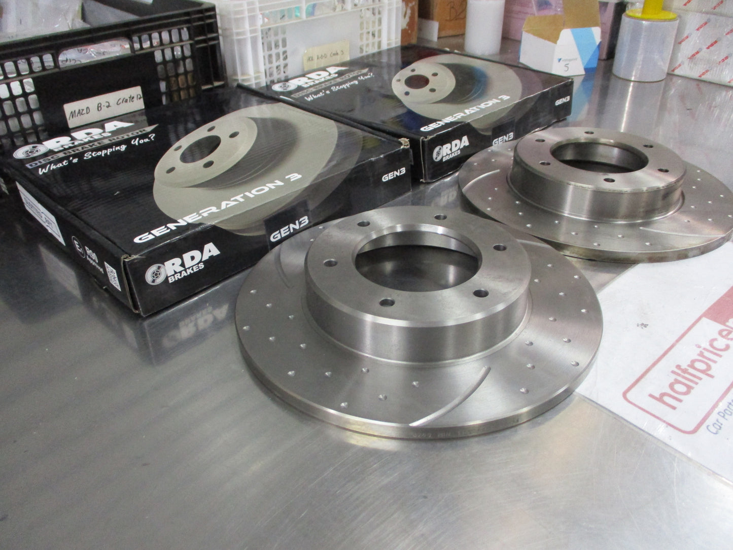 RDA Front Disc Brake Rotors (Pair) Slotted-Dimpled Suits Toyota Hilux New Part