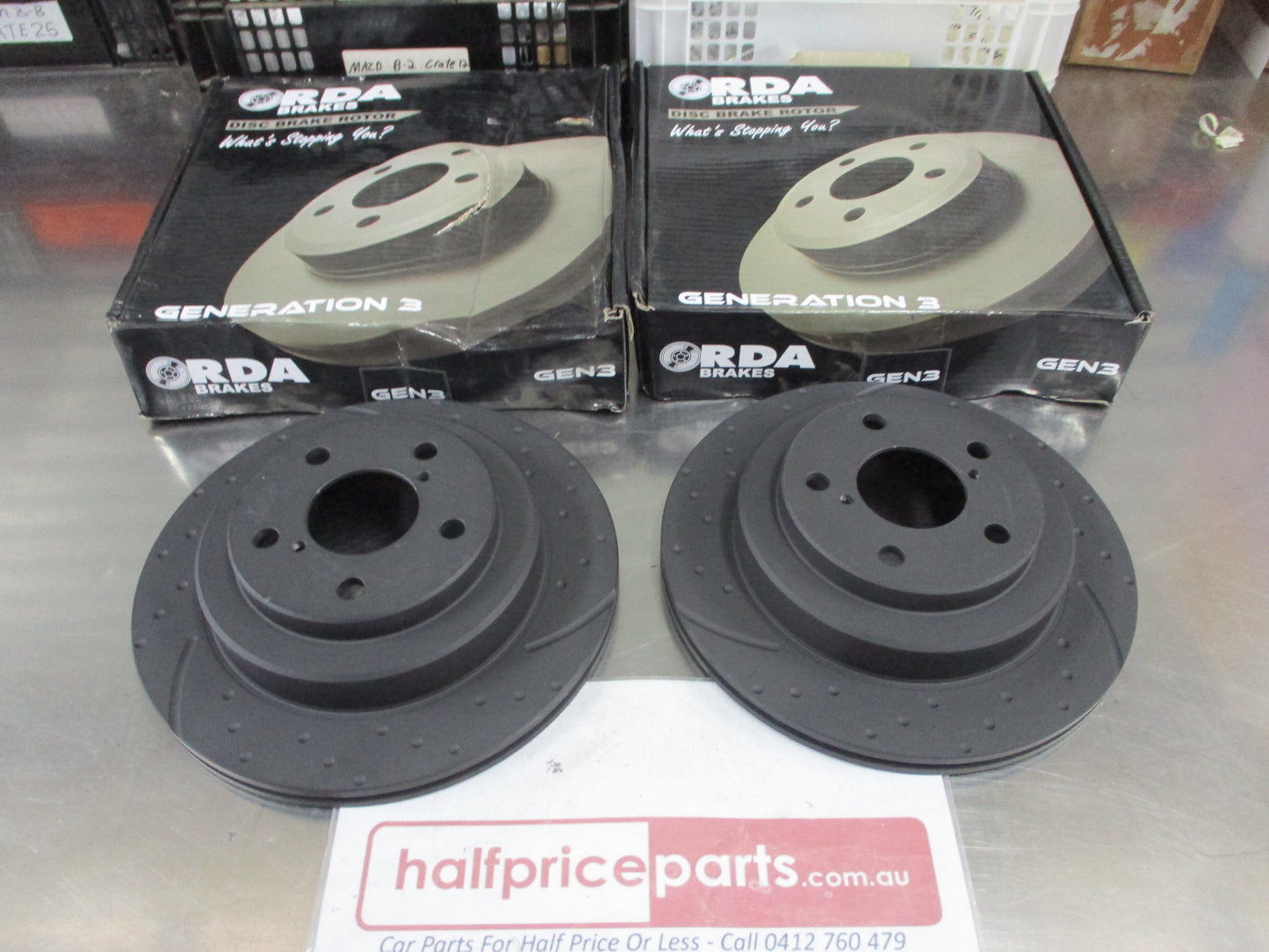 RDA Front Disc Braake Rotors (Pair) Slotted-Dimpled Suits Ford F350-F250 New Part