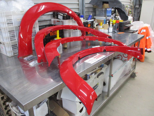 Mitsubishi Triton Dual Cab Genuine Front And Rear Red Flare Set With Fitting Kit New Part