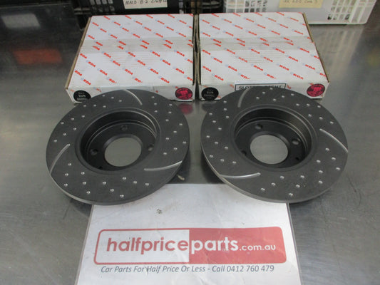 RDA Front Disc Brake Rotors (Pair) Slotted-Dimpled Suits VW Golf/Passet New Part