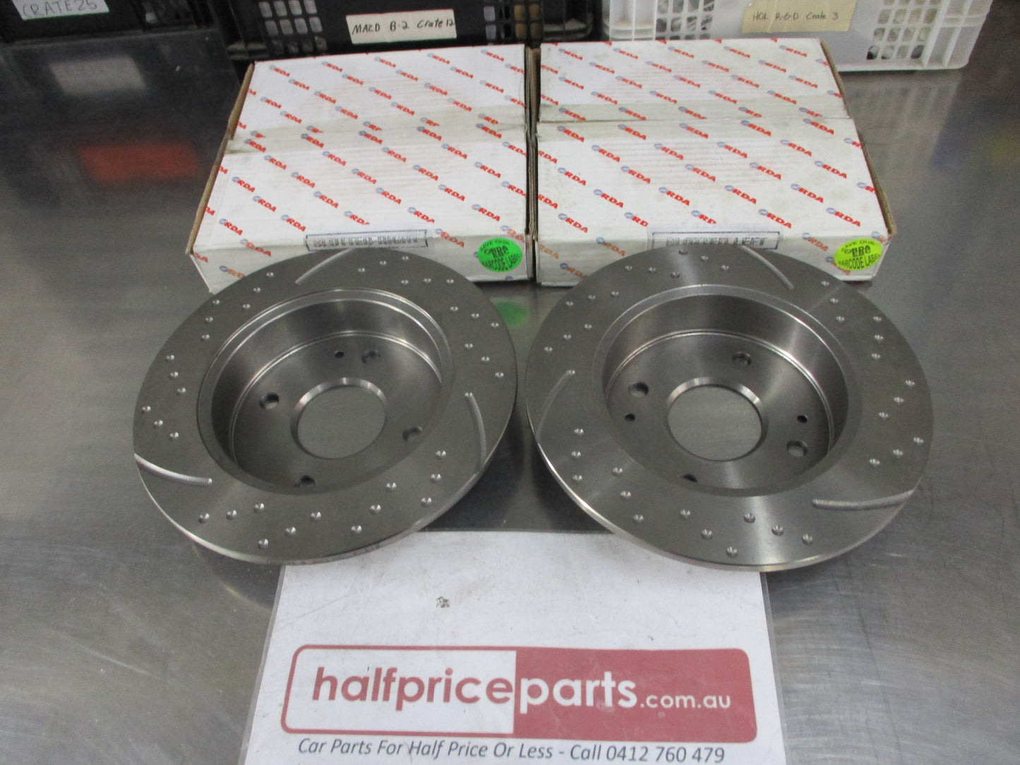 RDA Rear Disc Brake Rotors (Pair) Slotted-Dimpled Suits Honda CG Accord New Part