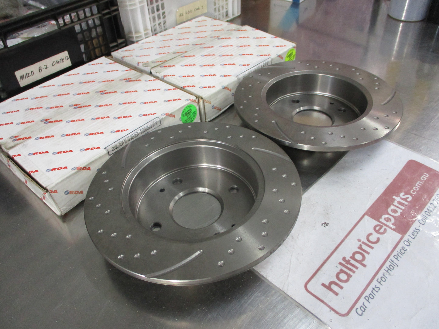 RDA Rear Disc Brake Rotors (Pair) Slotted-Dimpled Suits Honda CG Accord New Part