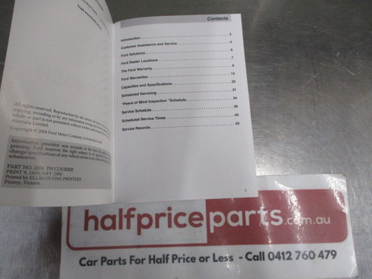 Ford PG/PH Courier Genuine Service And Warranty Book New Part