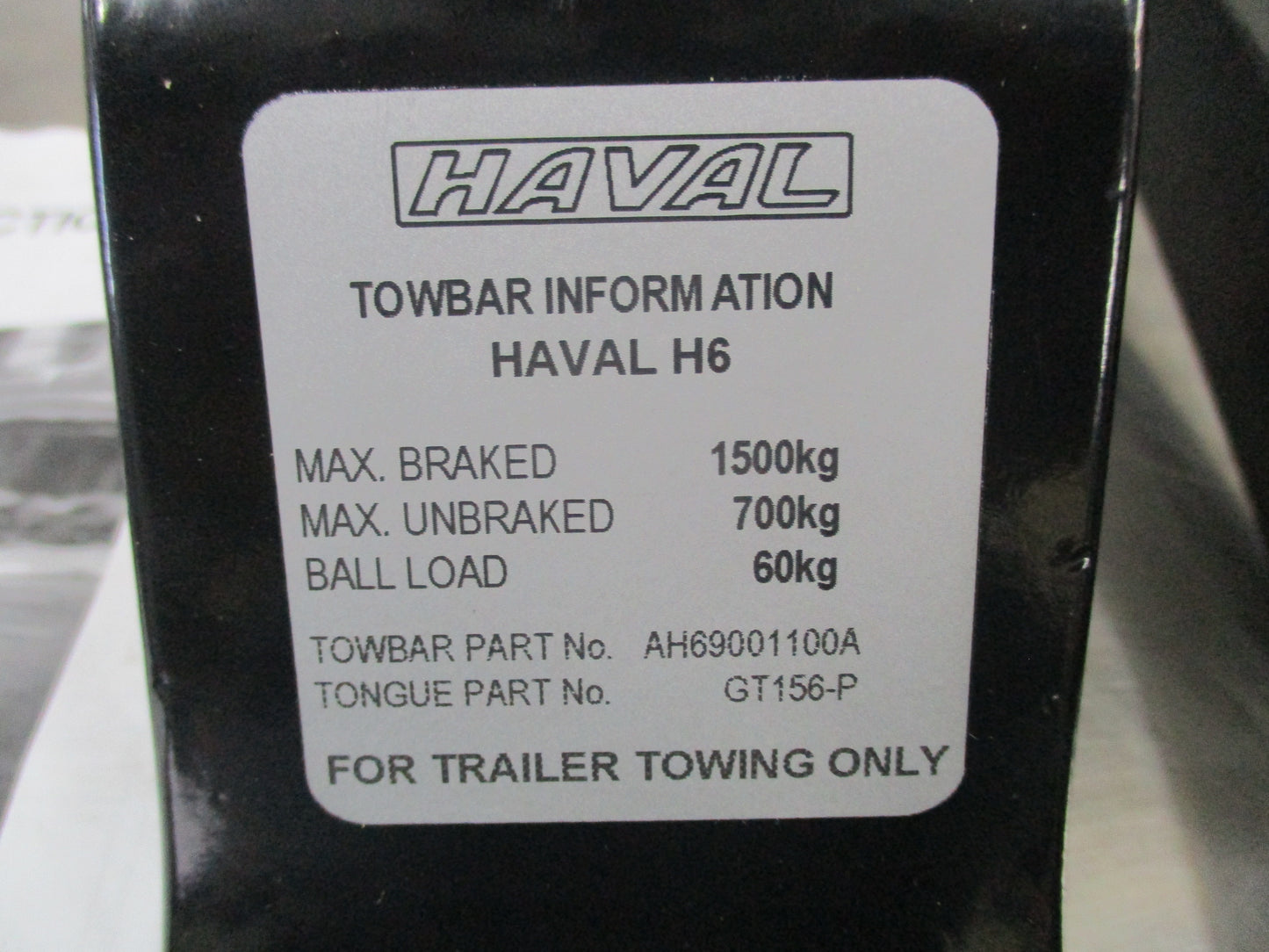 Haval H6 Genuine Tow Bar W/ Wiring Harness And Tow Ball Complete Kit New Part
