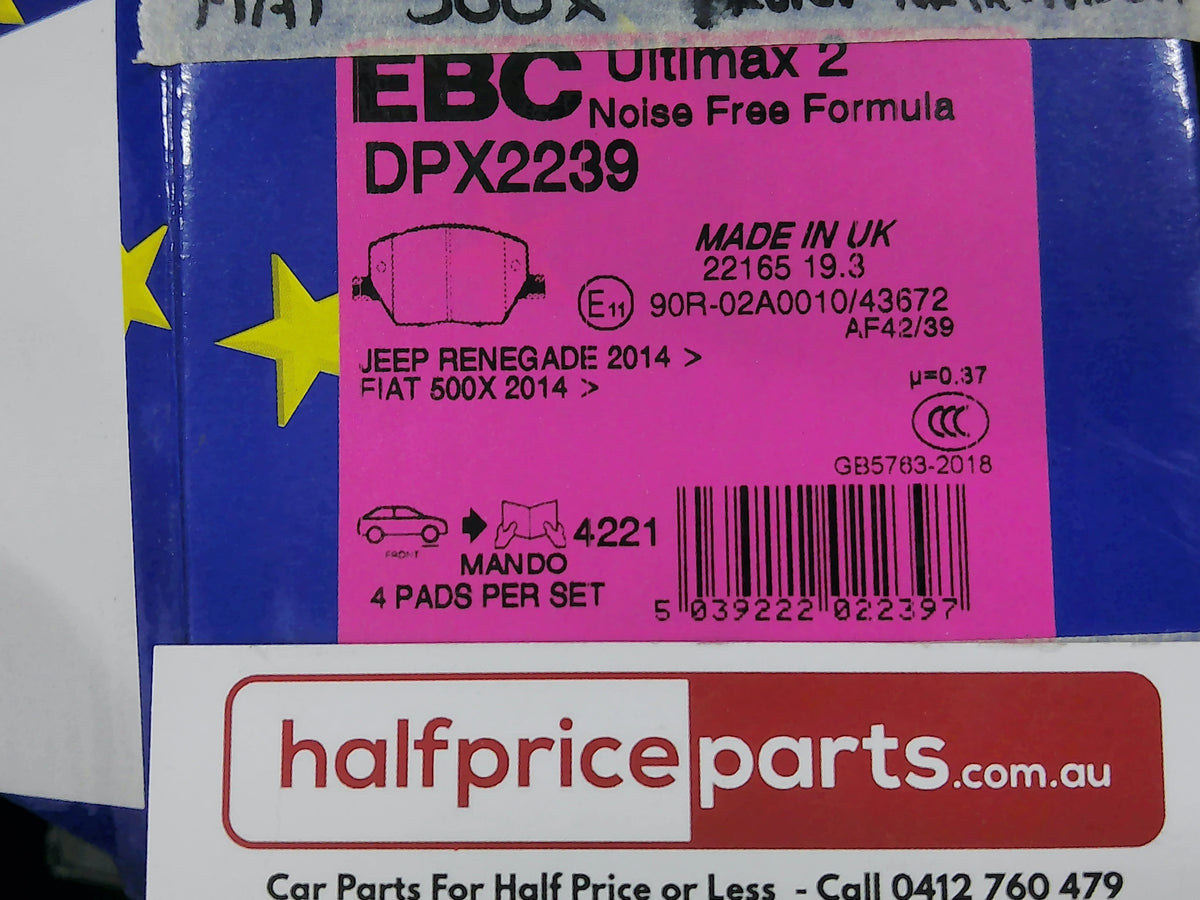 EBC Ultimax Front Brake Pad Set Suits Fiat 500X New Part
