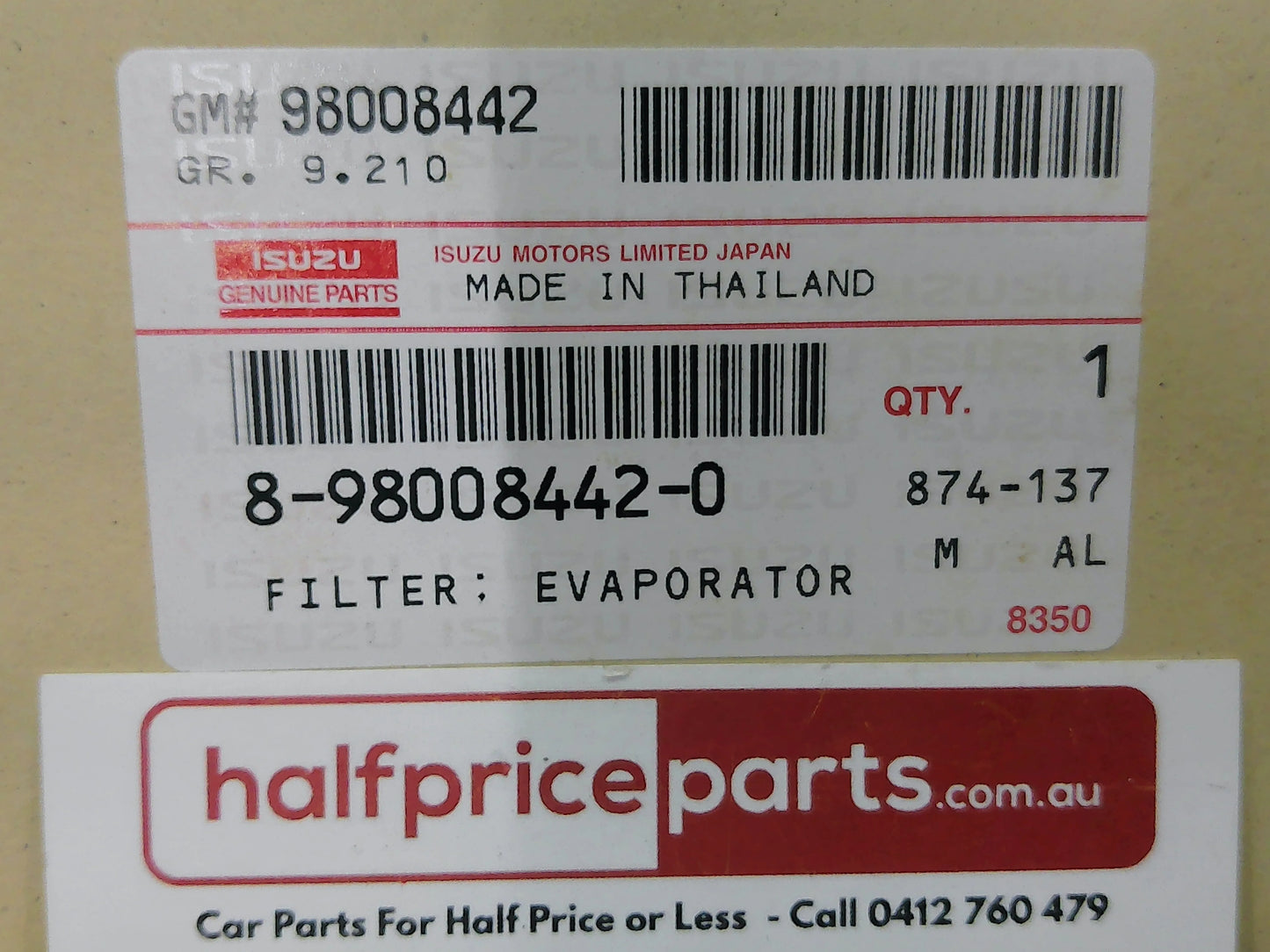 Isuzu Genuine Interior Cabin Air Filter Suits Isuzu D-Max/Holden RA Rodeo/RC Colorado New Part