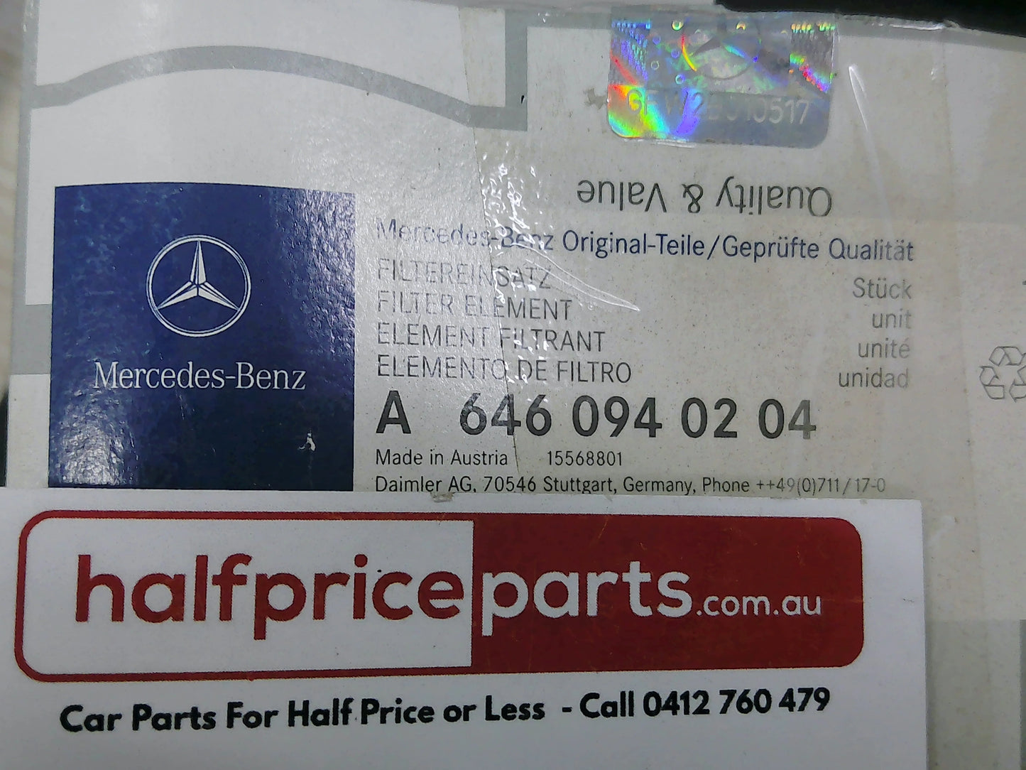 Mercedes Benz C Class Genuine Air Filter New Part