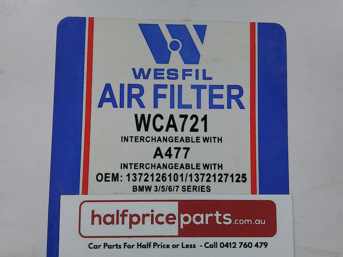 Wesfil Air Filter Suits BMW 3/5/6/7 New Part