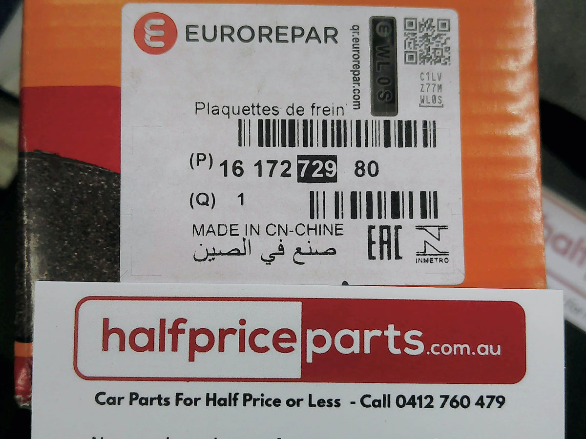 EuroRepar Genuine Front Brake Pad Set Suits Citroen/Peugeot New Part