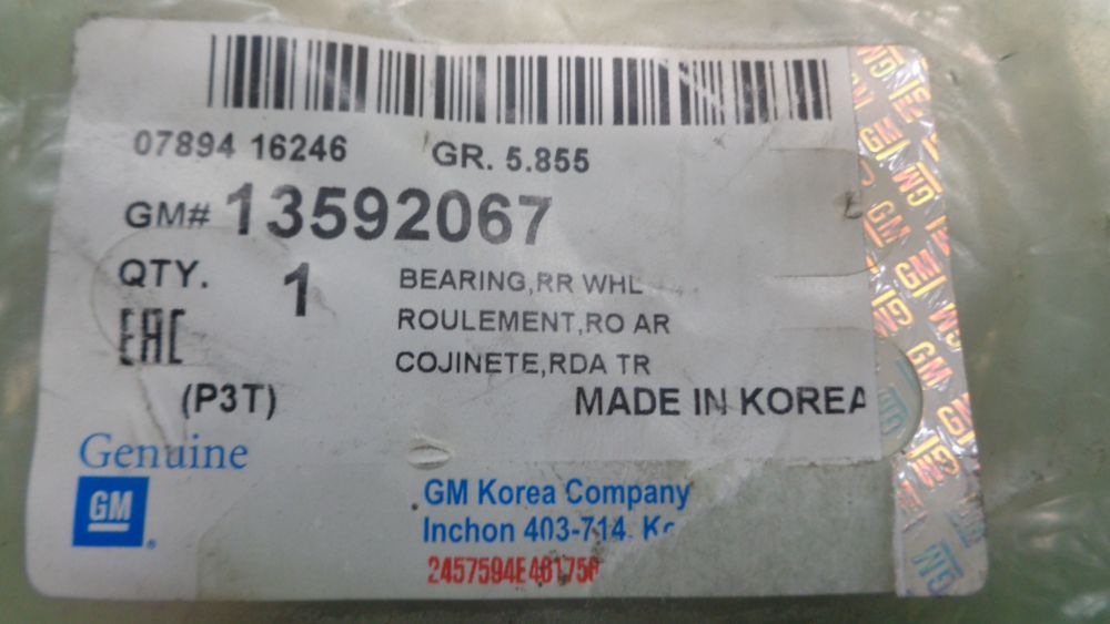 Holden Barina Spark Genuine Wheel Bearing New Part
