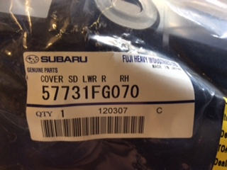 Subaru Impreza genuine cover side lower rear right side new part