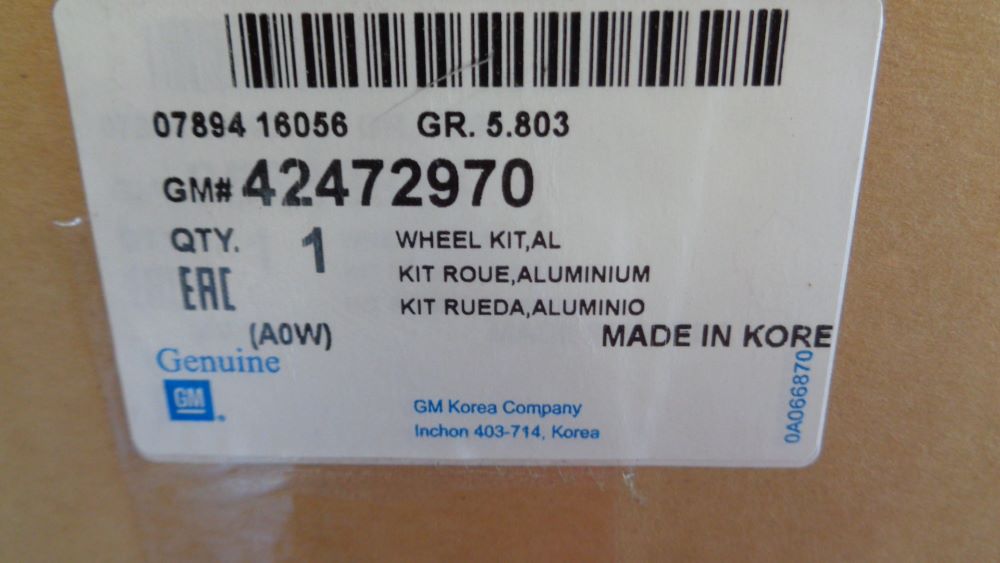 Holden Barina Spark Genuine Set of 5 Alloy Wheels 15x6 New Part