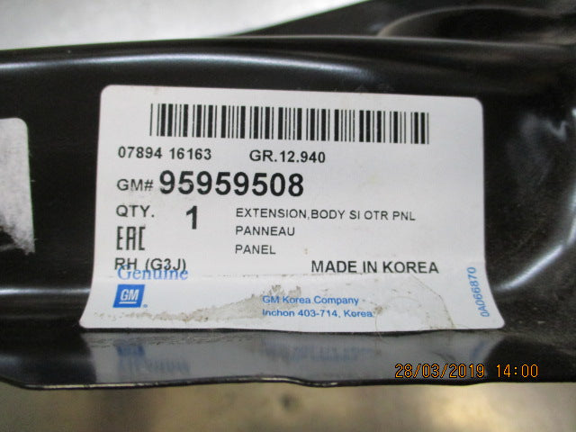 Holden Cruze Sedan Genuine Extension Panel Lower Rear Right Hand Side New Part