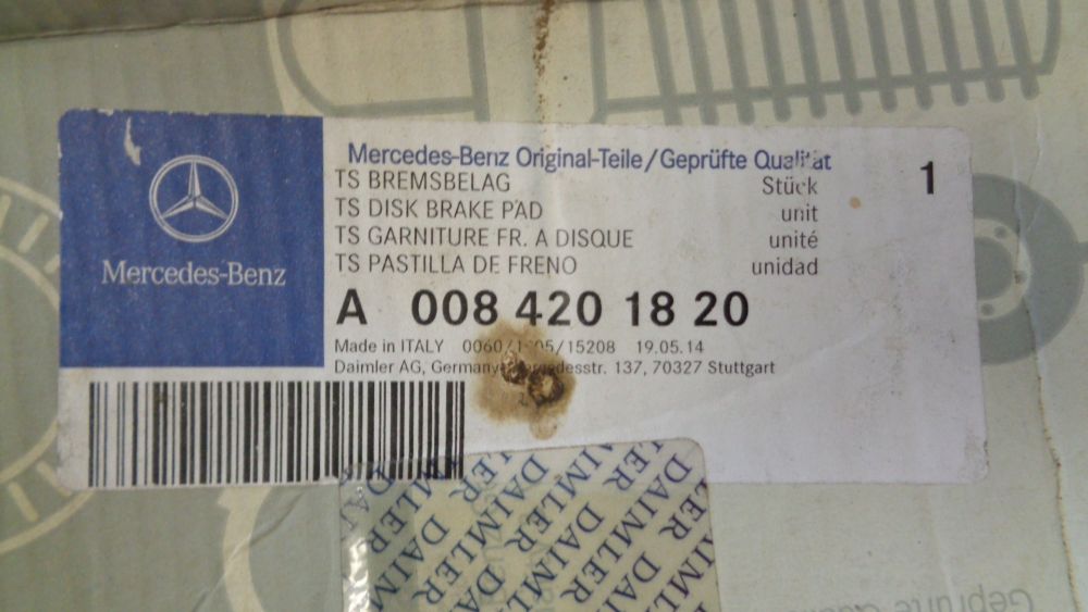 Mercedes-Benz C-Class & E C-Class Genuine Front Brake Pad set New Part