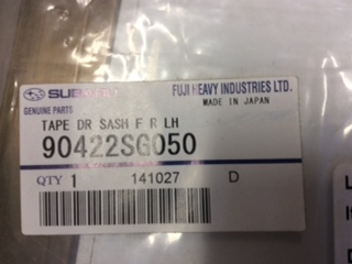 Subaru Forester Genuine Left Hand Front Black-Out Tape New Part