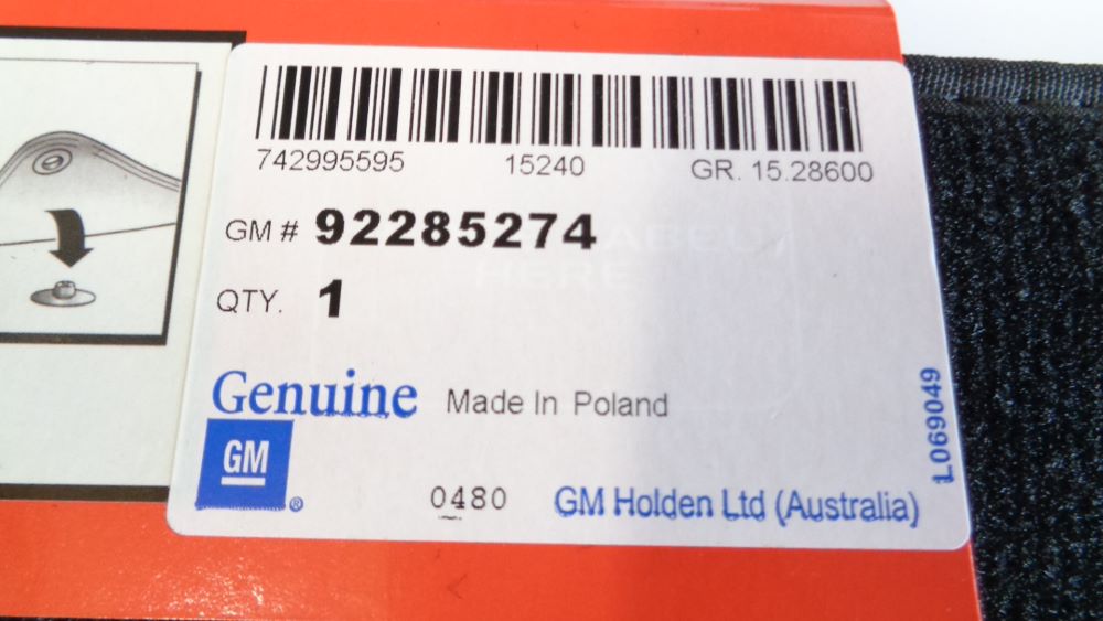 Holden JH Cruze Genuine Set Of Rear Carpet Mats New Part