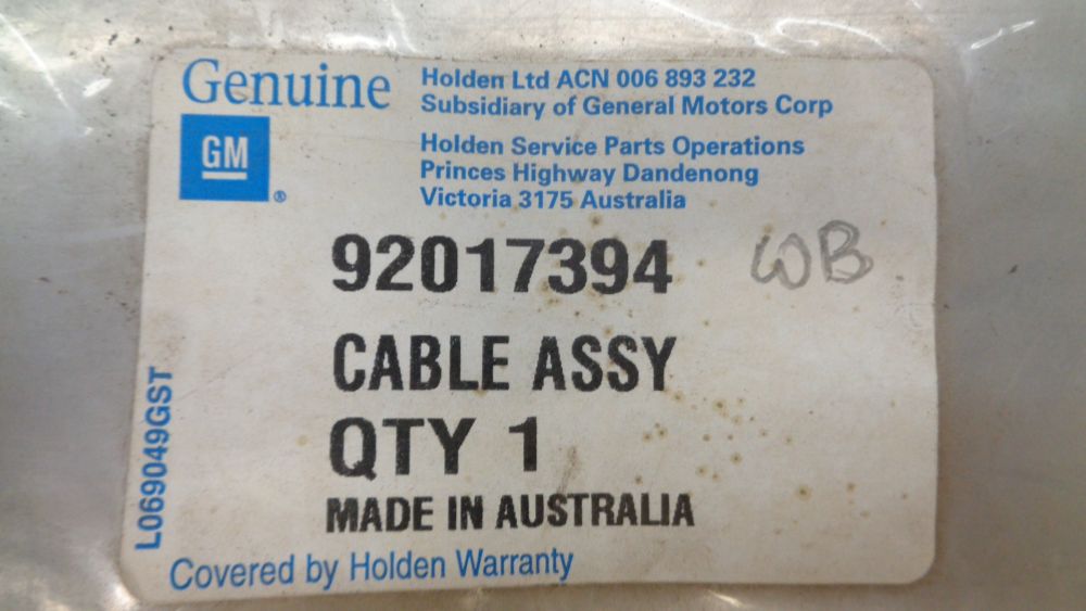 Holden HZ Kingswood Genuine Pull Type Clutch Cable New Part