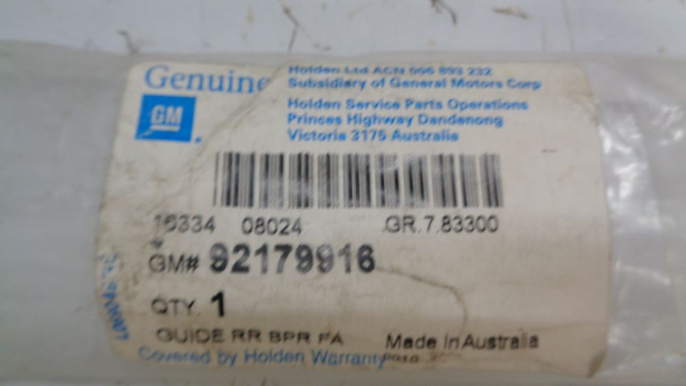 Holden Statesman/Caprice Genuine Left Hand Rear Bumper Outer Facia Guide New Part