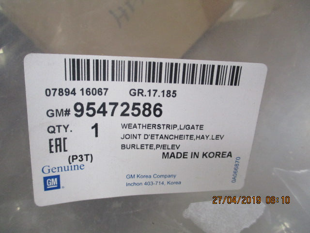 Holden Barina Hatch Genuine Tail Gate Weatherstrip Seal Rubber New Part