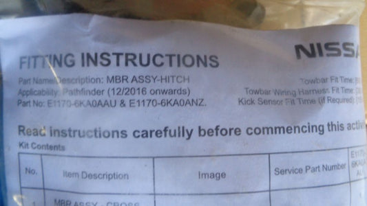 Nissan Pathfinder R52 Genuine Tow Bar Kit (Incomplete) New