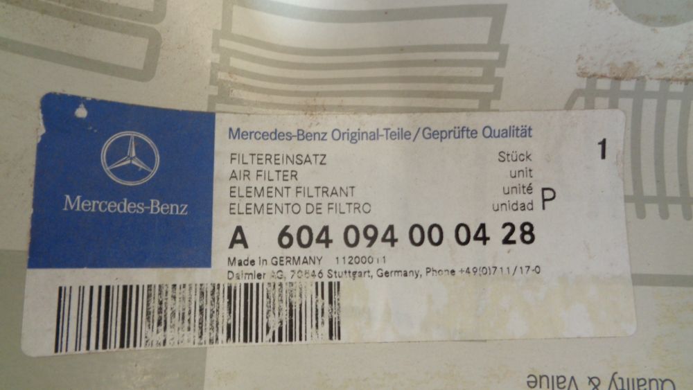 Mercedes-Benz Genuine Air Filter Suits Various Models New Part