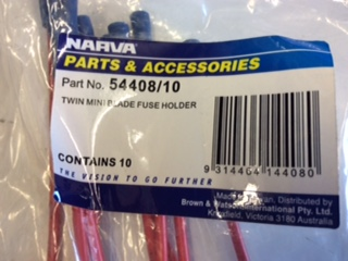 Narva fuse holder twin blade 20a max pack 5 new part