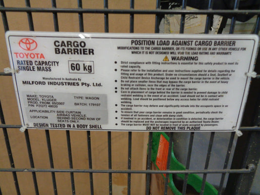 Toyota Kluger Genuine Cargo Barrier New Part