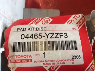 Toyota Camry Genuine Front Brake Pad New Part