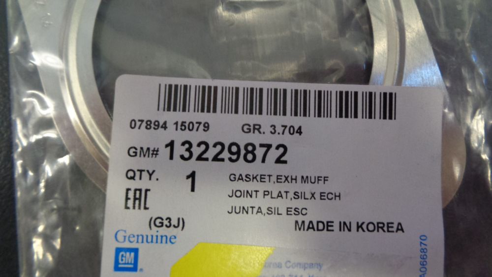 Holden Cruze Genuine Exhaust Center Muffler Gasket New Part