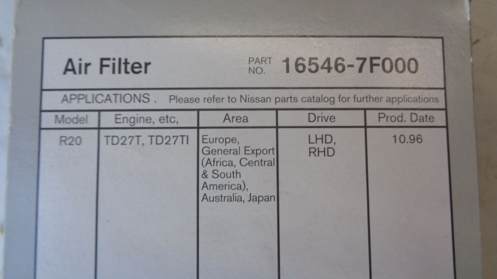 Nissan Navara D22/Ford Maverick/Terrano Genuine air filter New Part