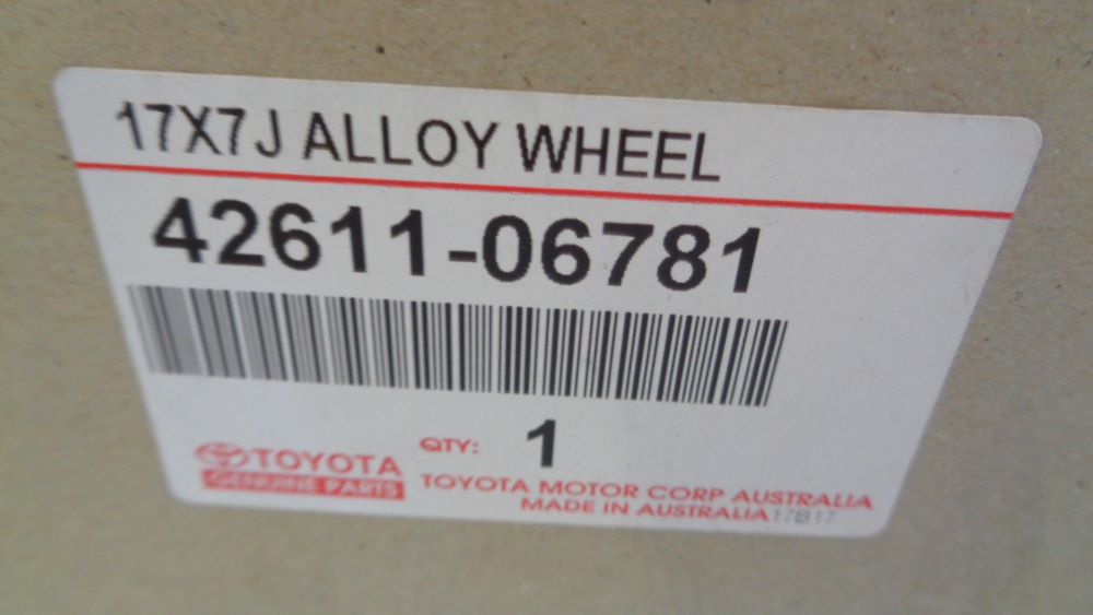 Toyota Aurion AT-X Genuine Alloy Rim 17x7J New Part