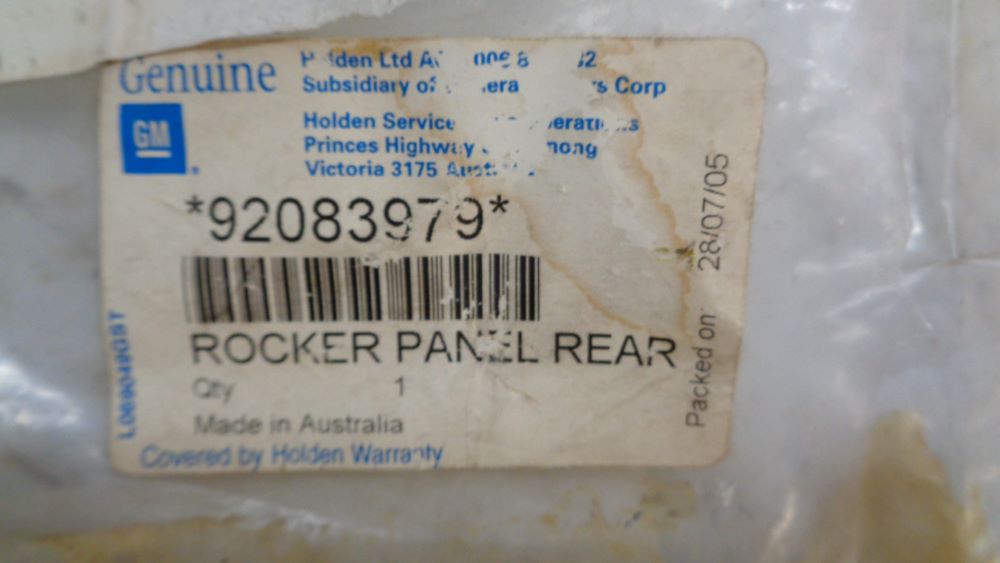 Holden VY-VZ Commodore Genuine left hand rear rocker panel new part