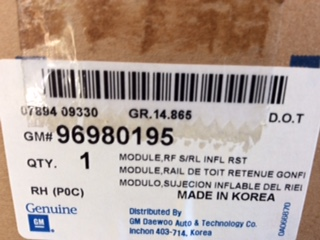 Holden Captiva CG Genuine Front Right Curtain Air Bag New Part