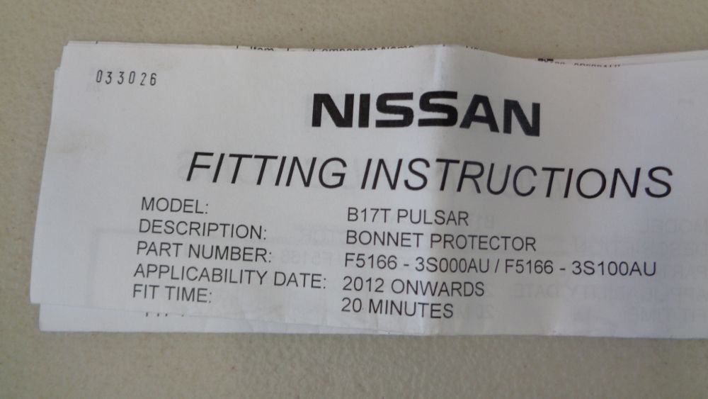 Nissan Pulsar B17 Genuine Smoked Bonnet Protector Kit New Part