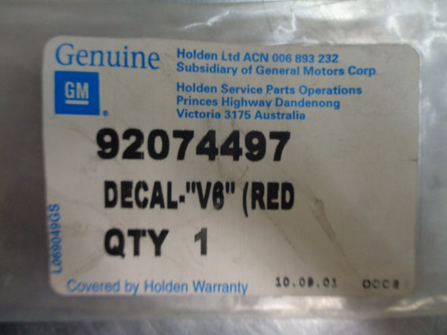 Holden Jackaroo Genuine V6 Decal Red/Silver New Part