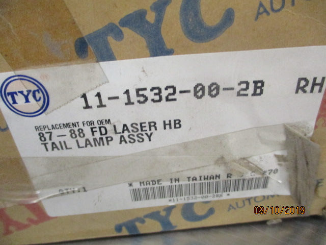 TYC Right Hand Rear Tail Light Suits Ford KE Laser Hatch Back New Part