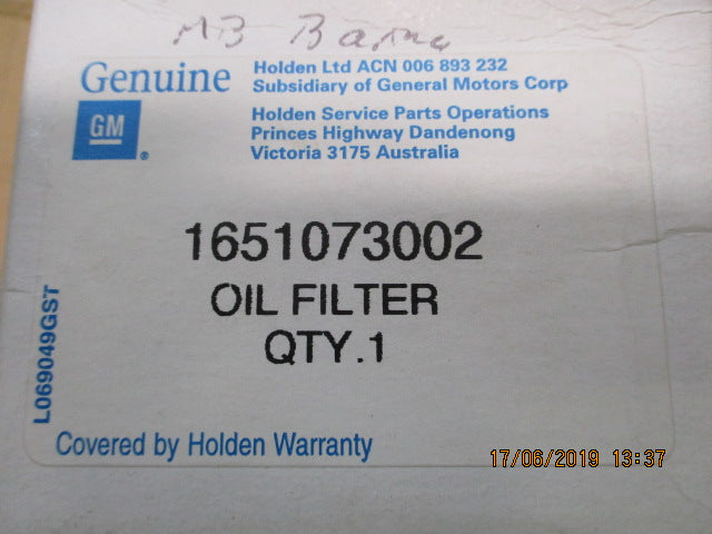 Holden Barina 1.3ltr ML-MH-MF Genuine Oil Filter New Part