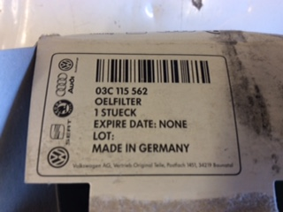 VW Golf MKV Genuine Oil Filter New Part