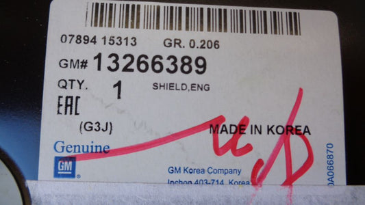 Holden Cruze Genuine Engine shield New Part