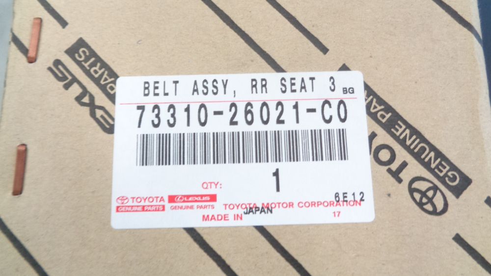 Toyota Hiace Genuine Rear No1-No3 Seat Belt New Part