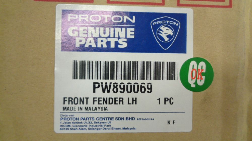 Proton Waja Genuine Left Hand front Guard New Part