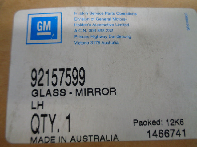 Holden VY-WL Genuine Left Hand Heated Mirror Assy New Part