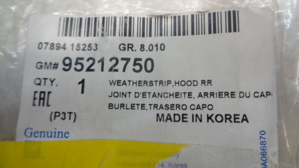Holden Barina Genuine Rear Bonnet Weatherstrip New Part